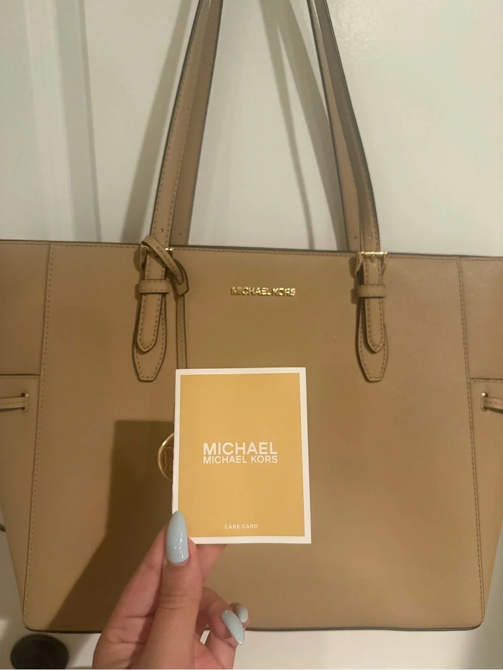 Michael Kors Tan Leather Tote with MK Charm